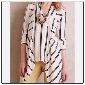 NWOT Anthropologie Maeve Lainey Stripe Asymmetrical Blouse